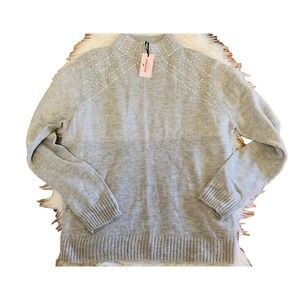 Juicy Couture sweater Silver Shine Pearl heather gray funnel neck Winter top - Y
